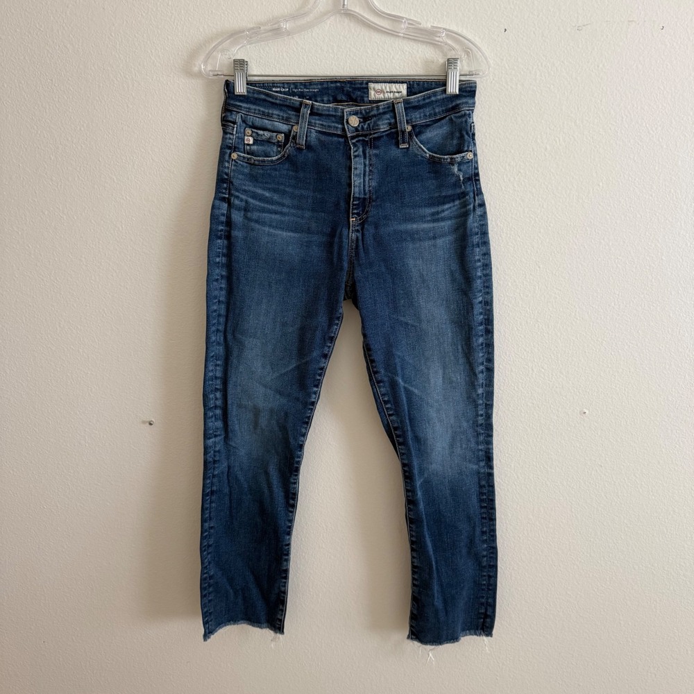 AG Adriano Goldschmied Mari Crop High Rise Slim Straight Jeans Dark Wash 28